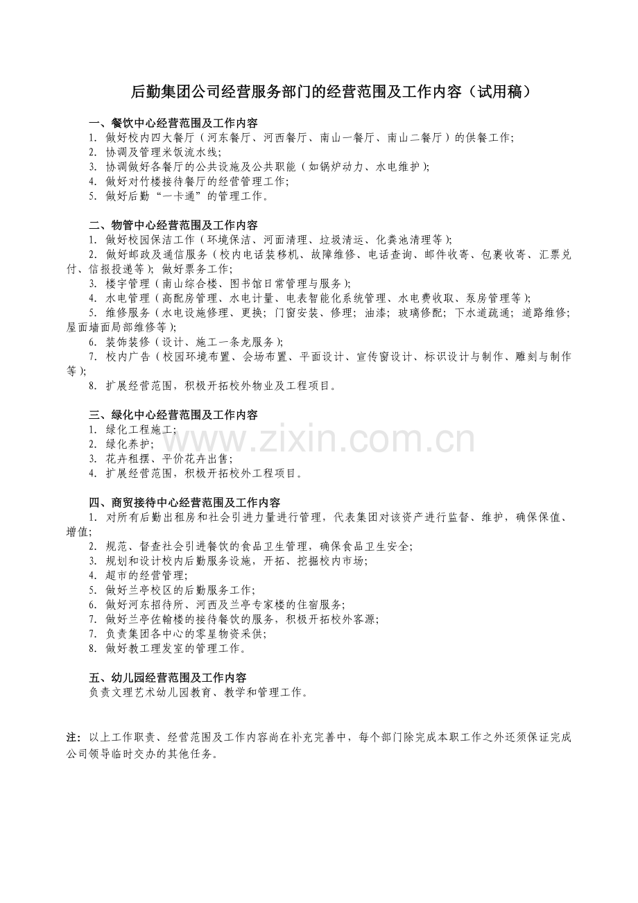 后勤集团公司职能部门的工作职责(试用稿).doc_第2页