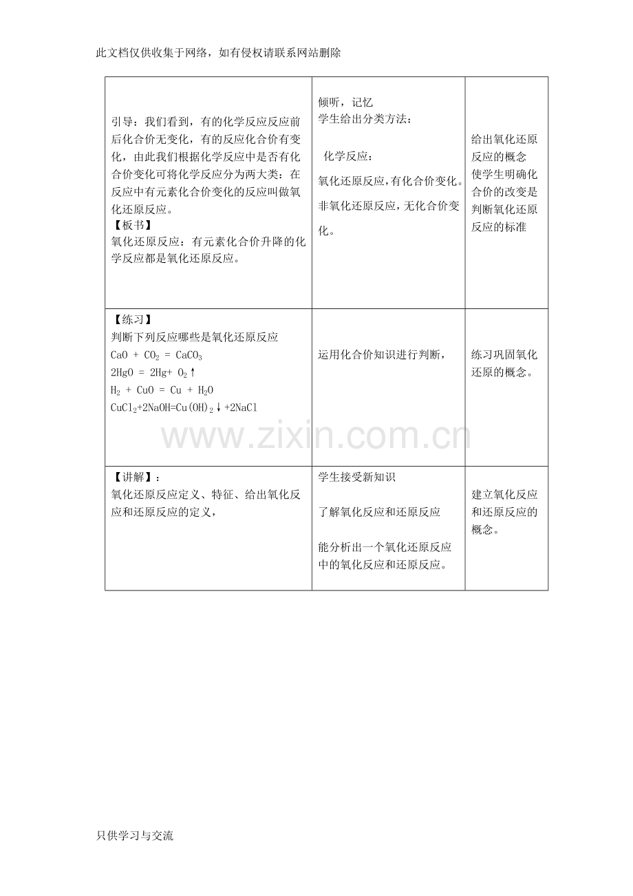 氧化还原反应教学设计(人教版)教学提纲.doc_第3页