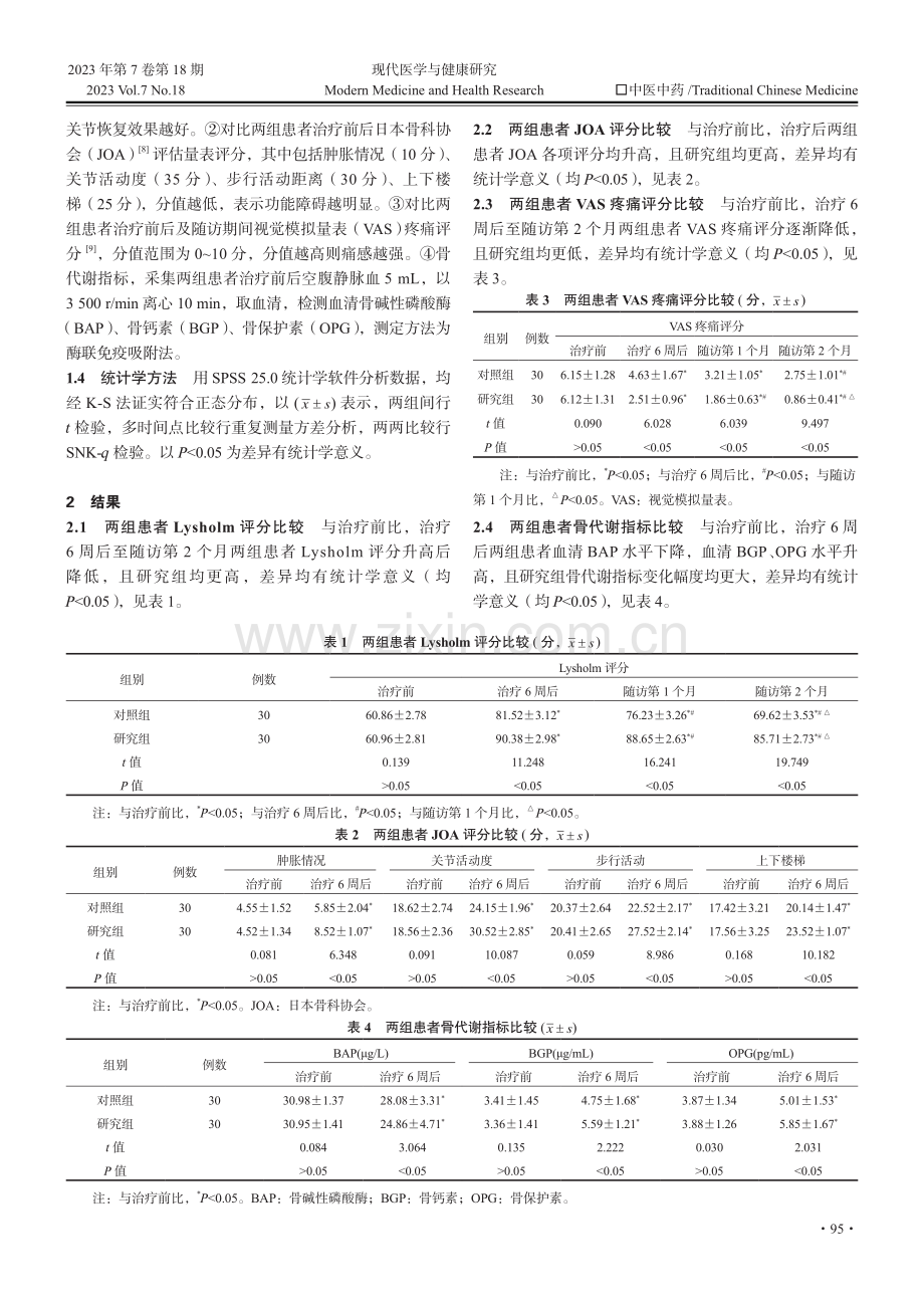 骨补丸治疗膝关节骨性关节炎对患者Lysholm评分、日本骨科协会评分及疼痛的影响.pdf_第2页