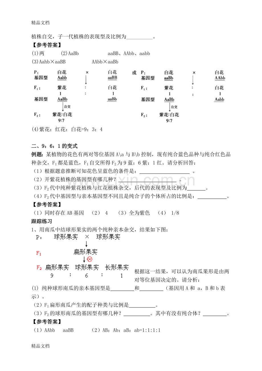 自由组合定律分离比的变型教案资料.doc_第2页