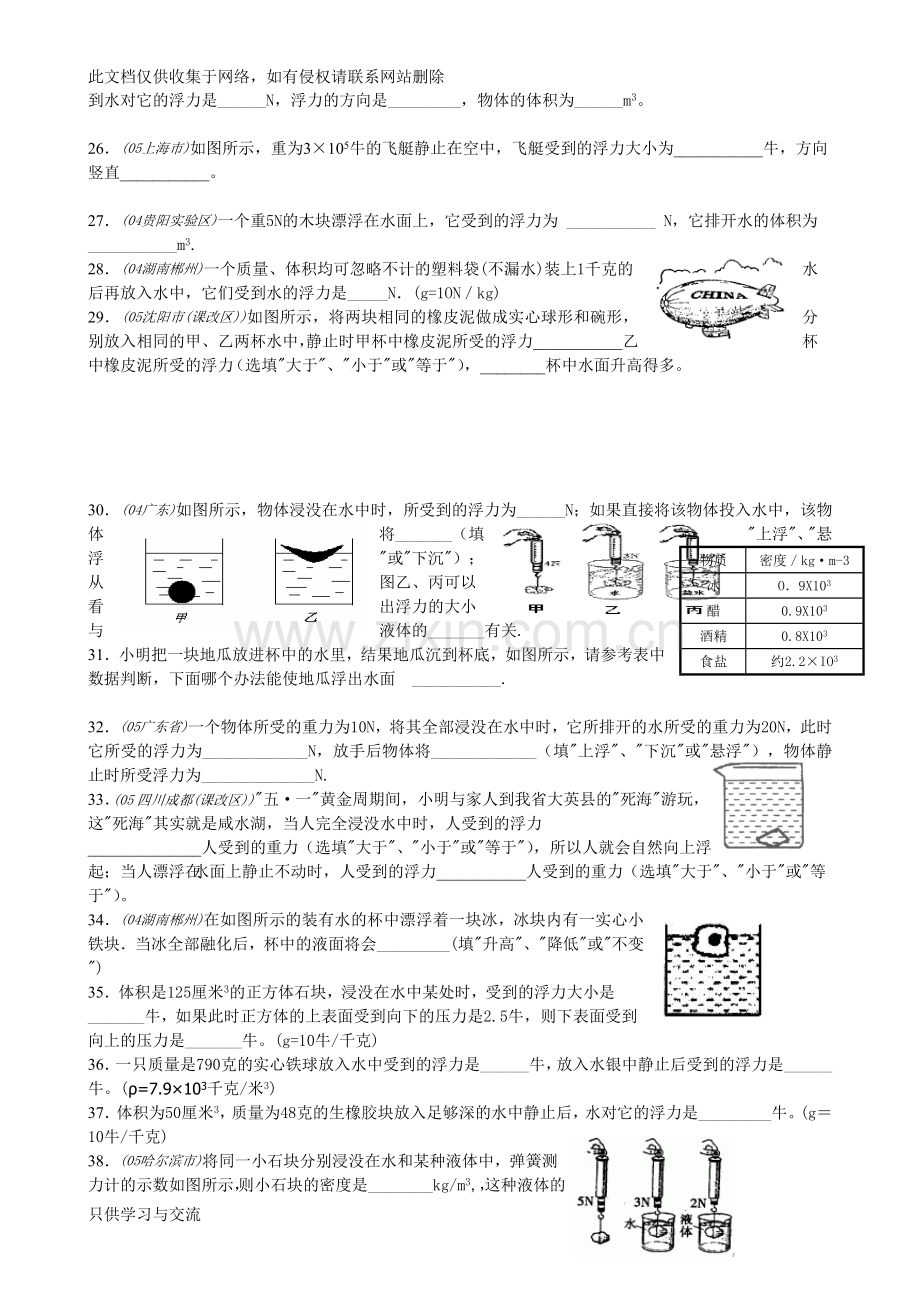 浮力经典练习题带答案说课材料.doc_第3页