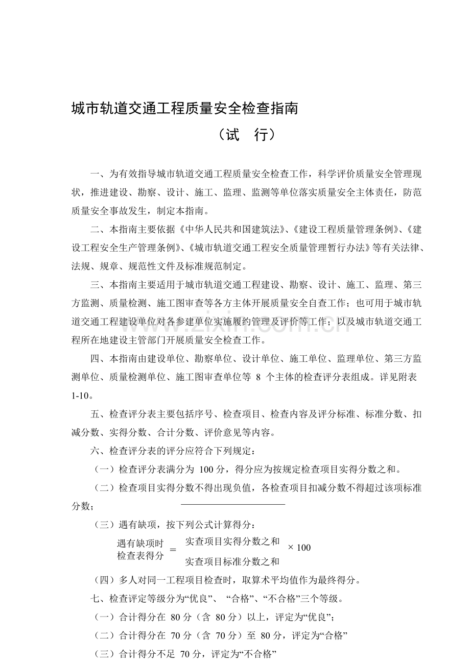 住建部监理单位质量安全检查评分表..doc_第1页