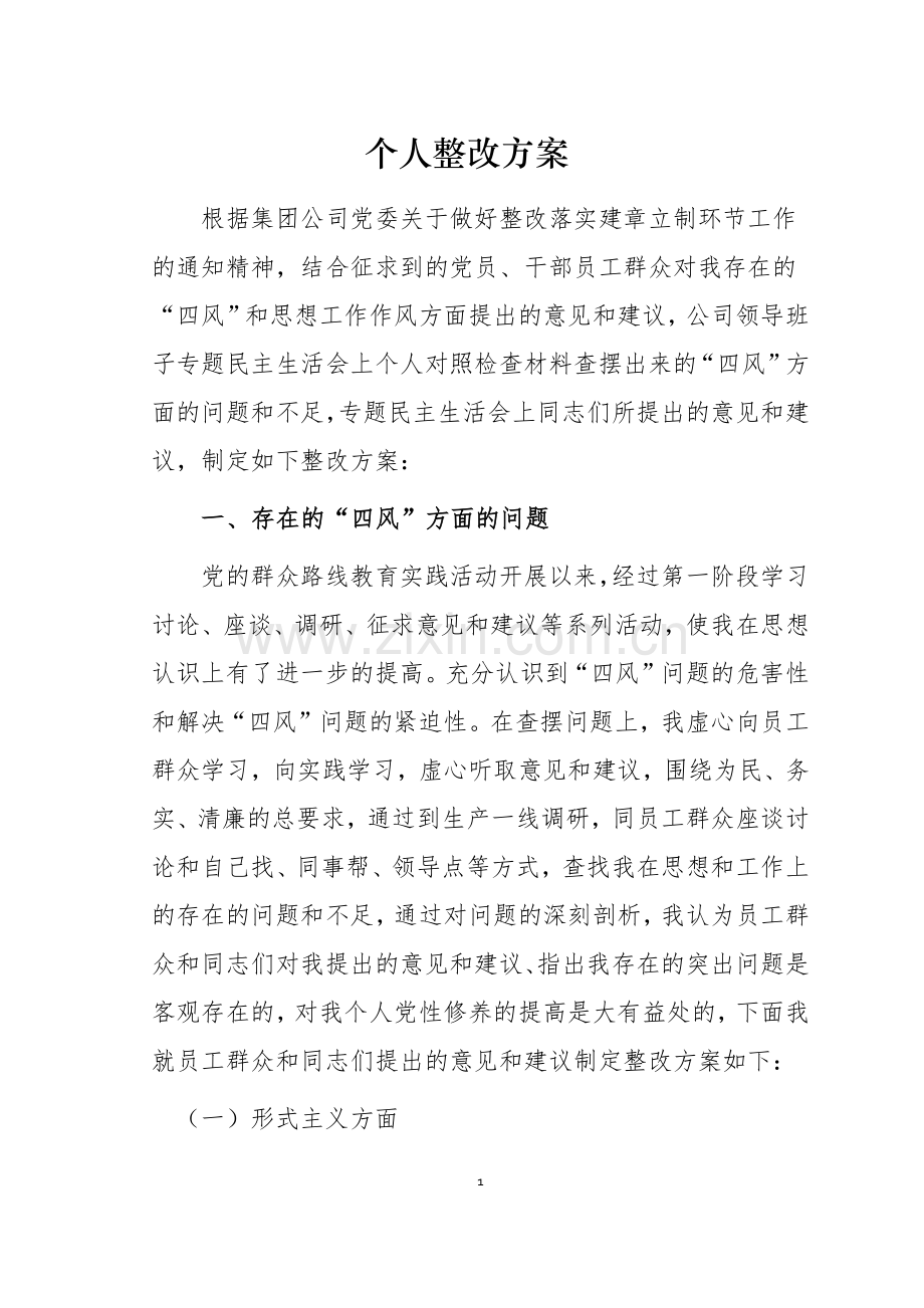 个人整改方案.docx_第1页