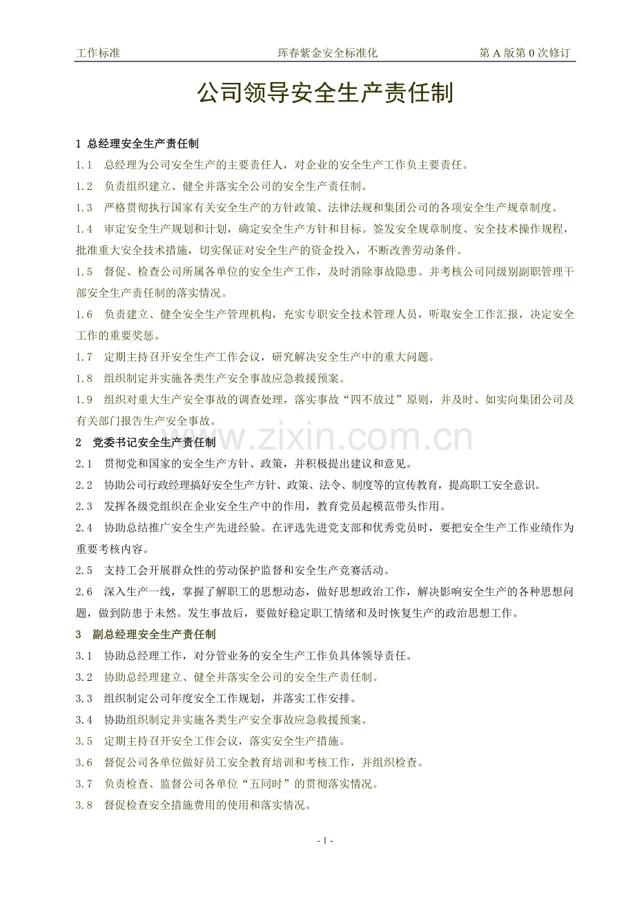 公司各级领导安全生产责任制.doc_第1页