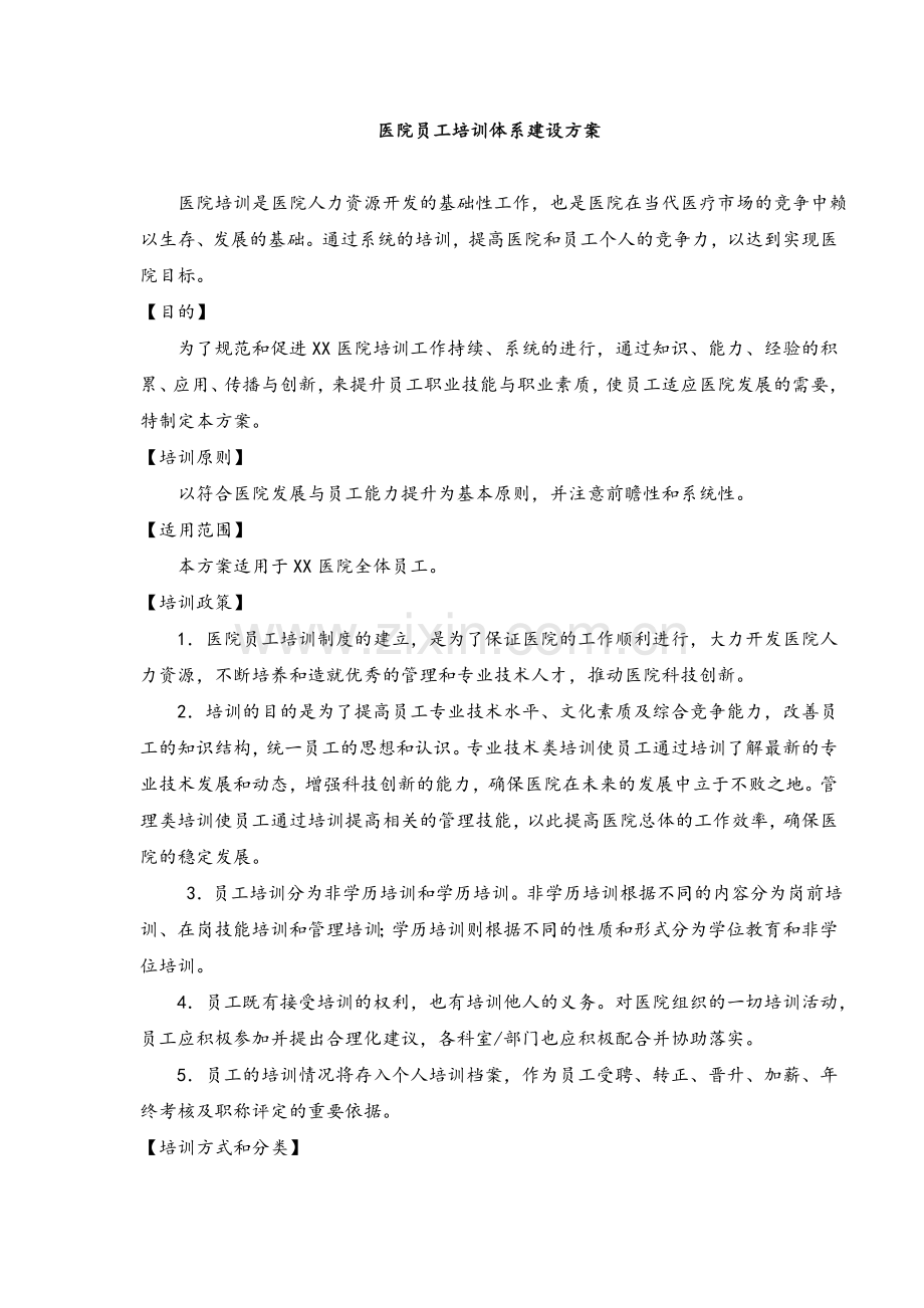 医院员工培训体系建设方案.doc_第1页