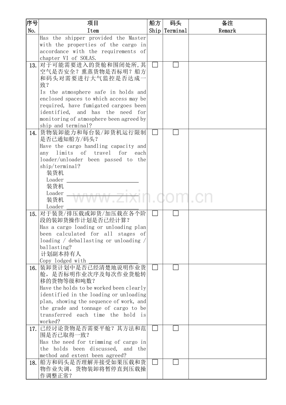 QSMI06-36-F03-散货船装卸船岸安全检查表.doc_第3页