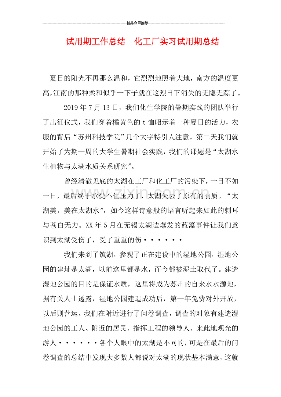 试用期工作总结--化工厂实习试用期总结.doc_第1页