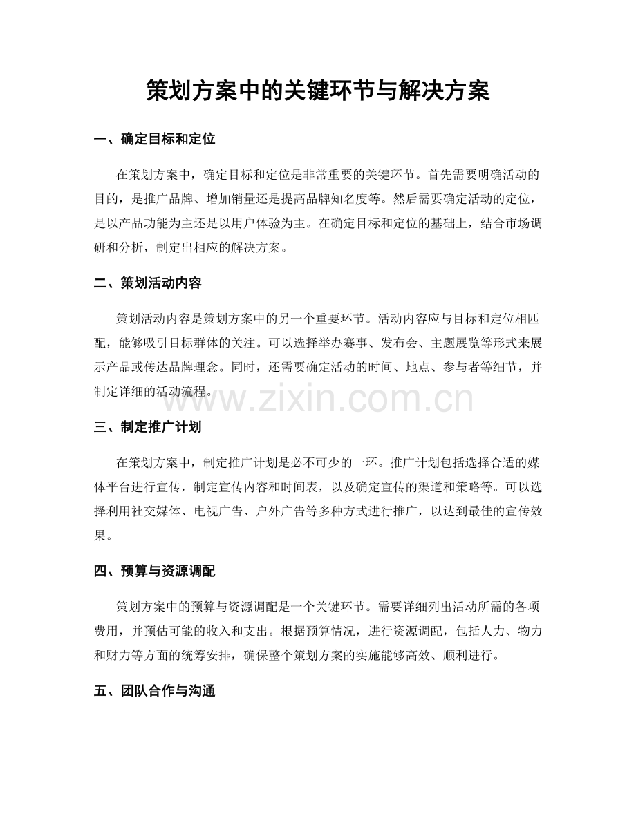 策划方案中的关键环节与解决方案.docx_第1页