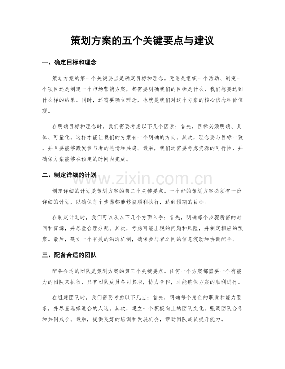 策划方案的五个关键要点与建议.docx_第1页