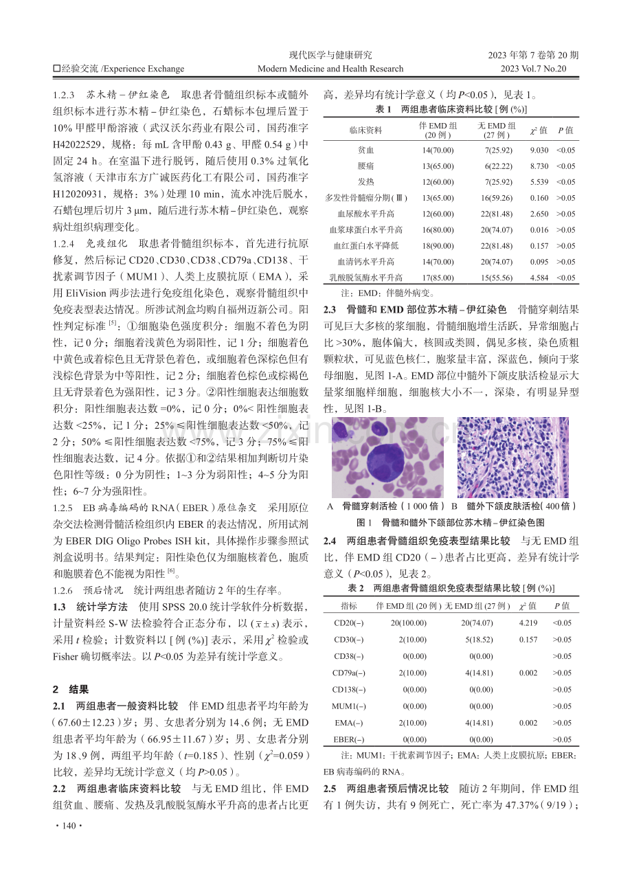 初诊伴髓外病变的多发性骨髓瘤患者的临床病理特征及生存分析.pdf_第2页