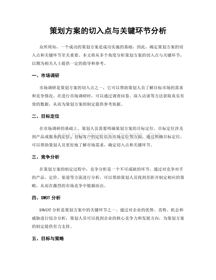 策划方案的切入点与关键环节分析.docx_第1页