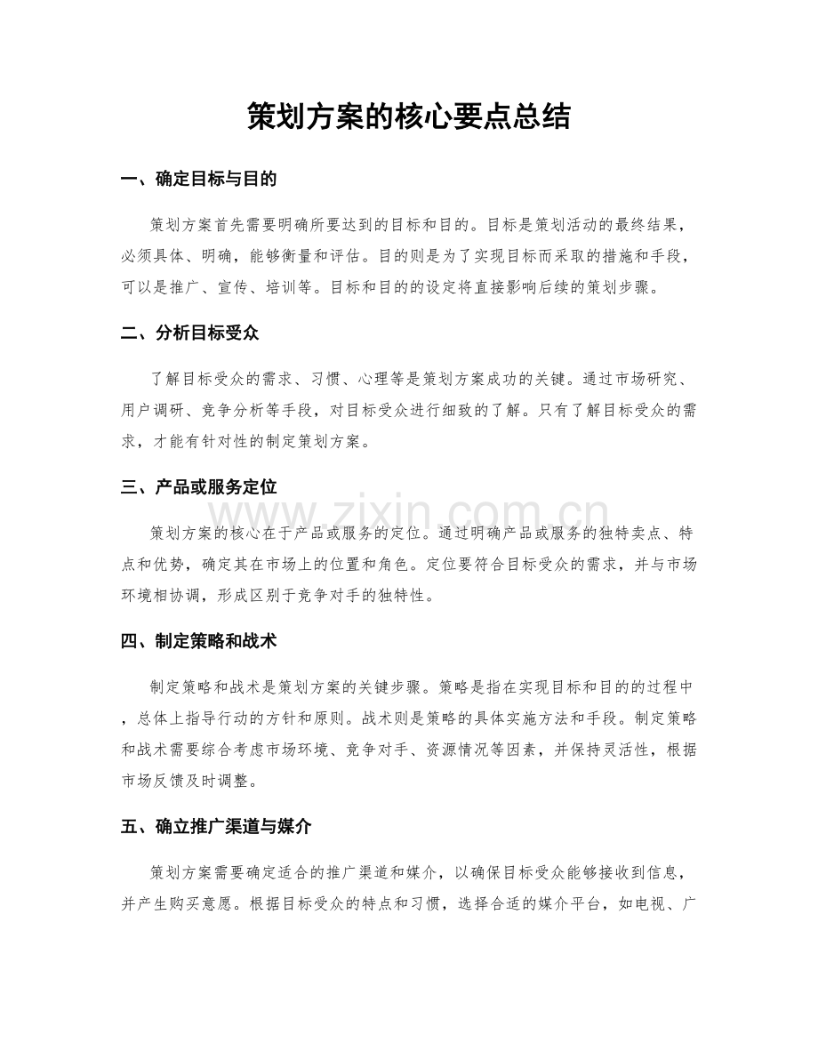 策划方案的核心要点总结.docx_第1页