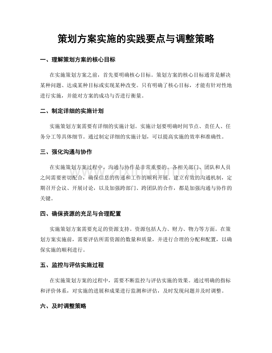 策划方案实施的实践要点与调整策略.docx_第1页