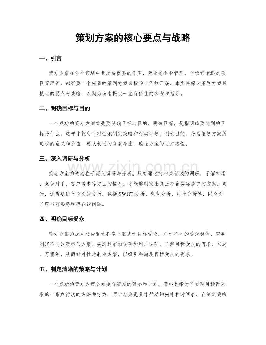 策划方案的核心要点与战略.docx_第1页