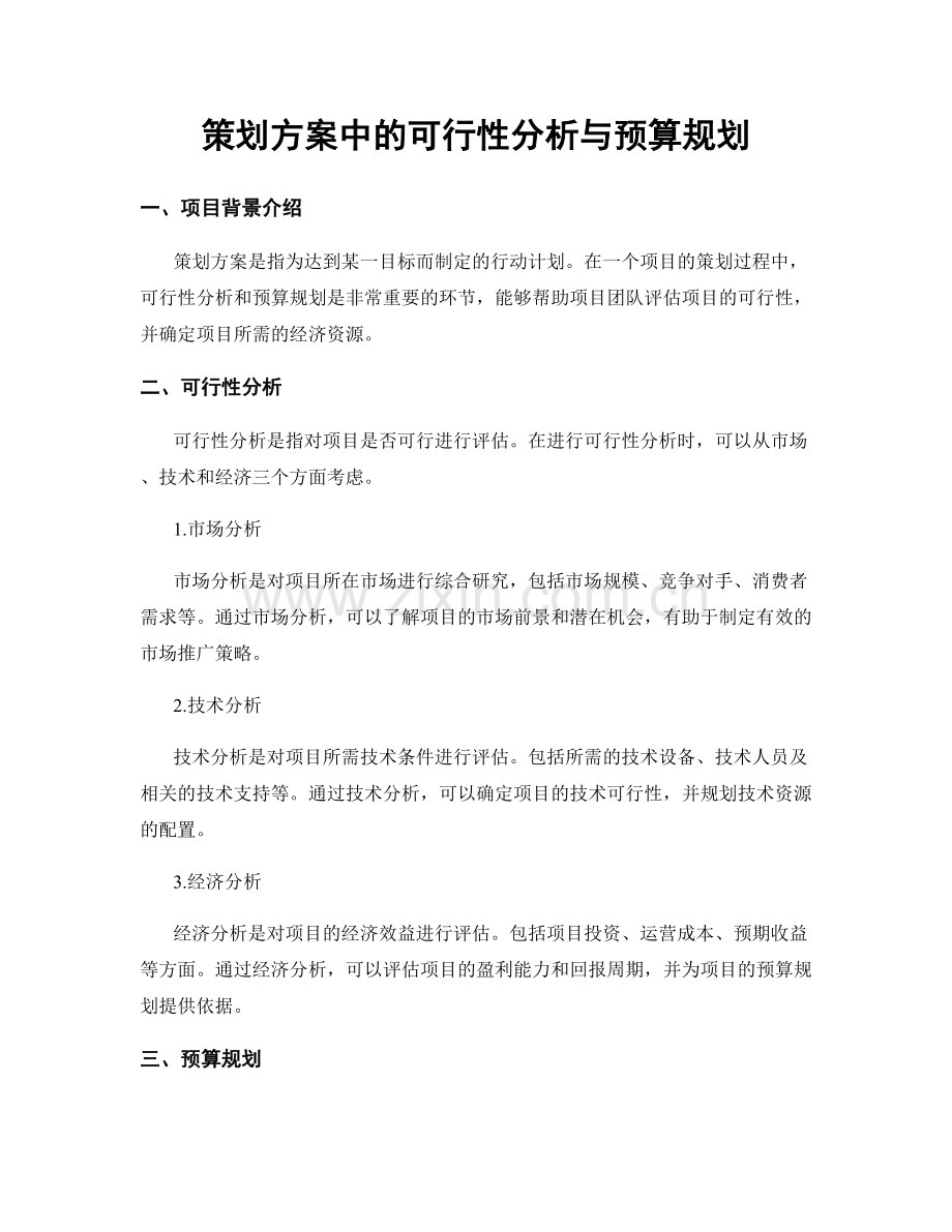 策划方案中的可行性分析与预算规划.docx_第1页