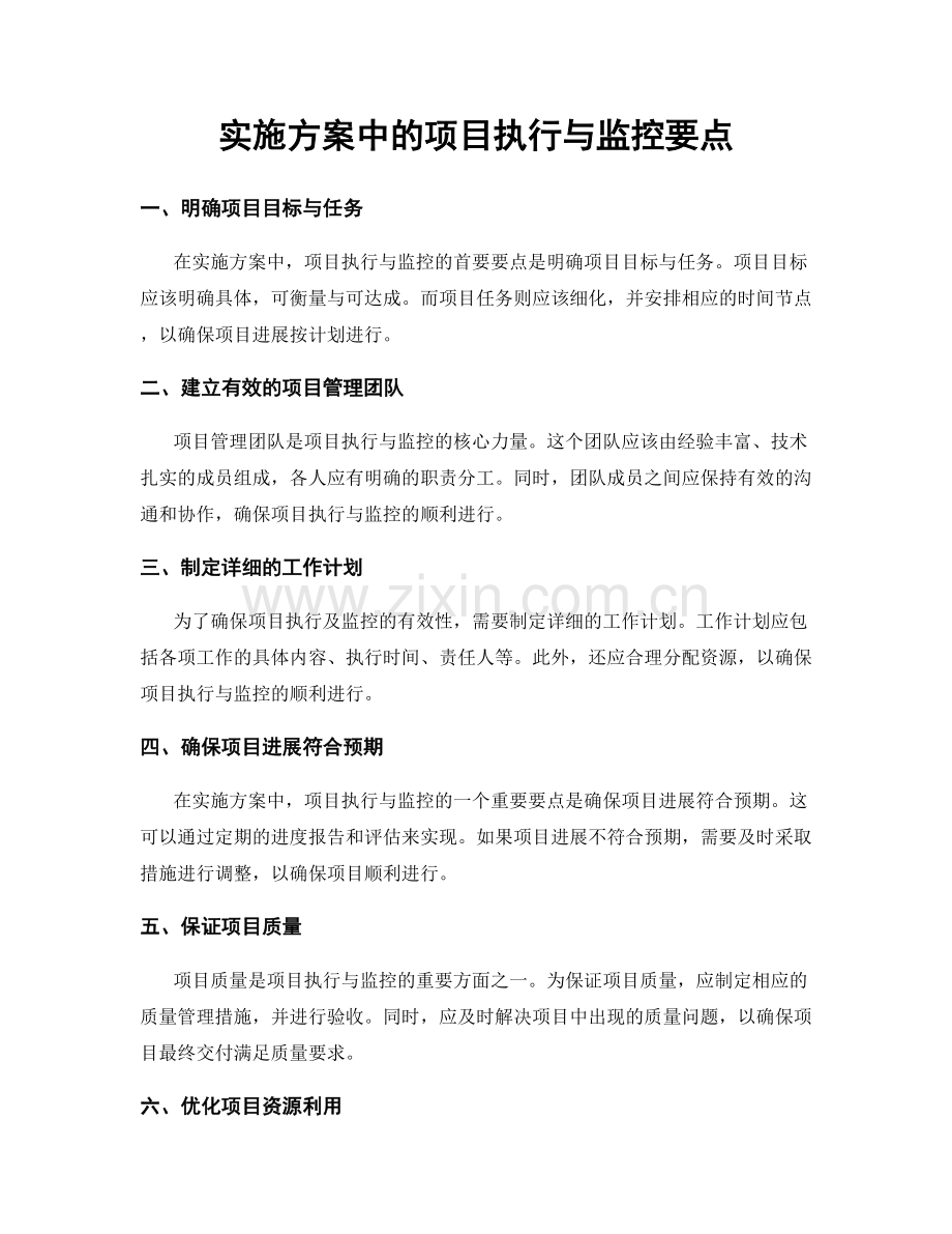 实施方案中的项目执行与监控要点.docx_第1页