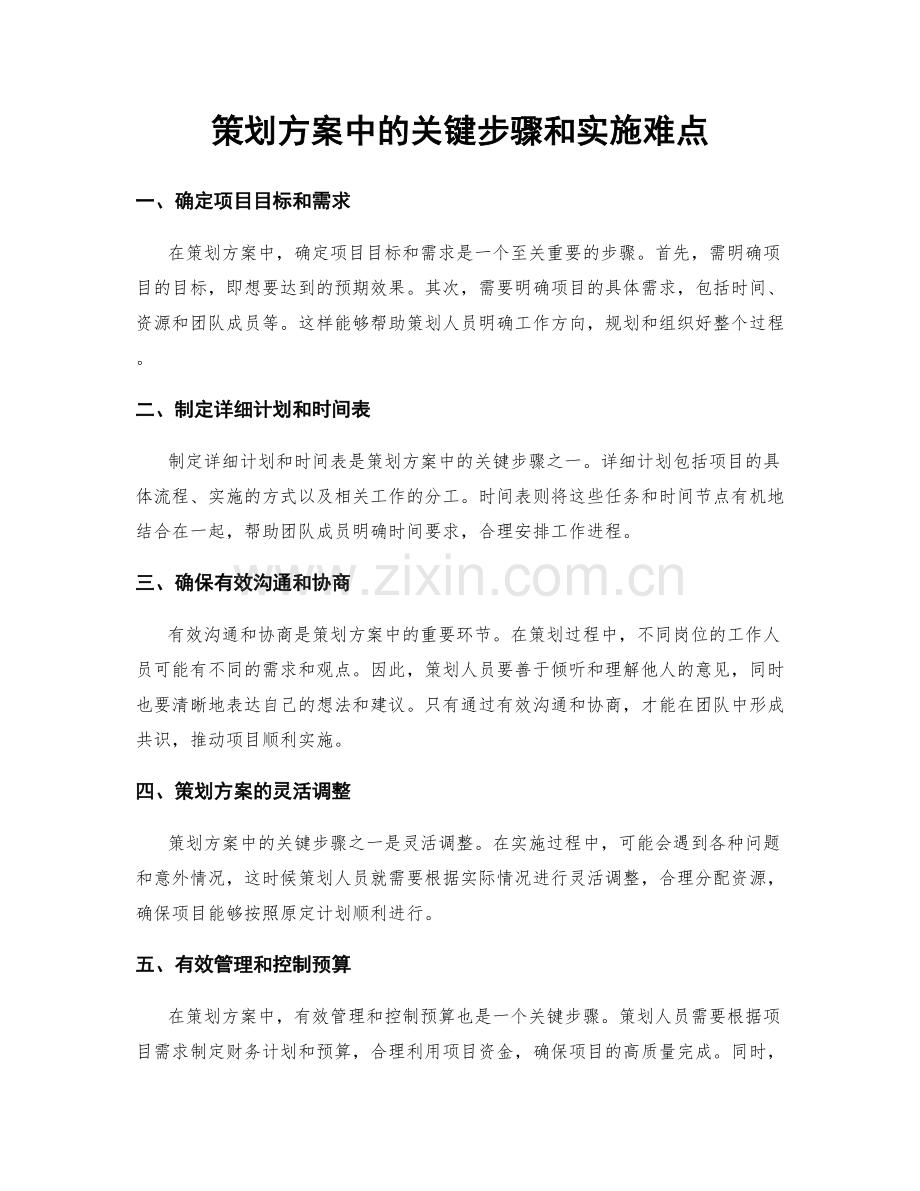 策划方案中的关键步骤和实施难点.docx_第1页