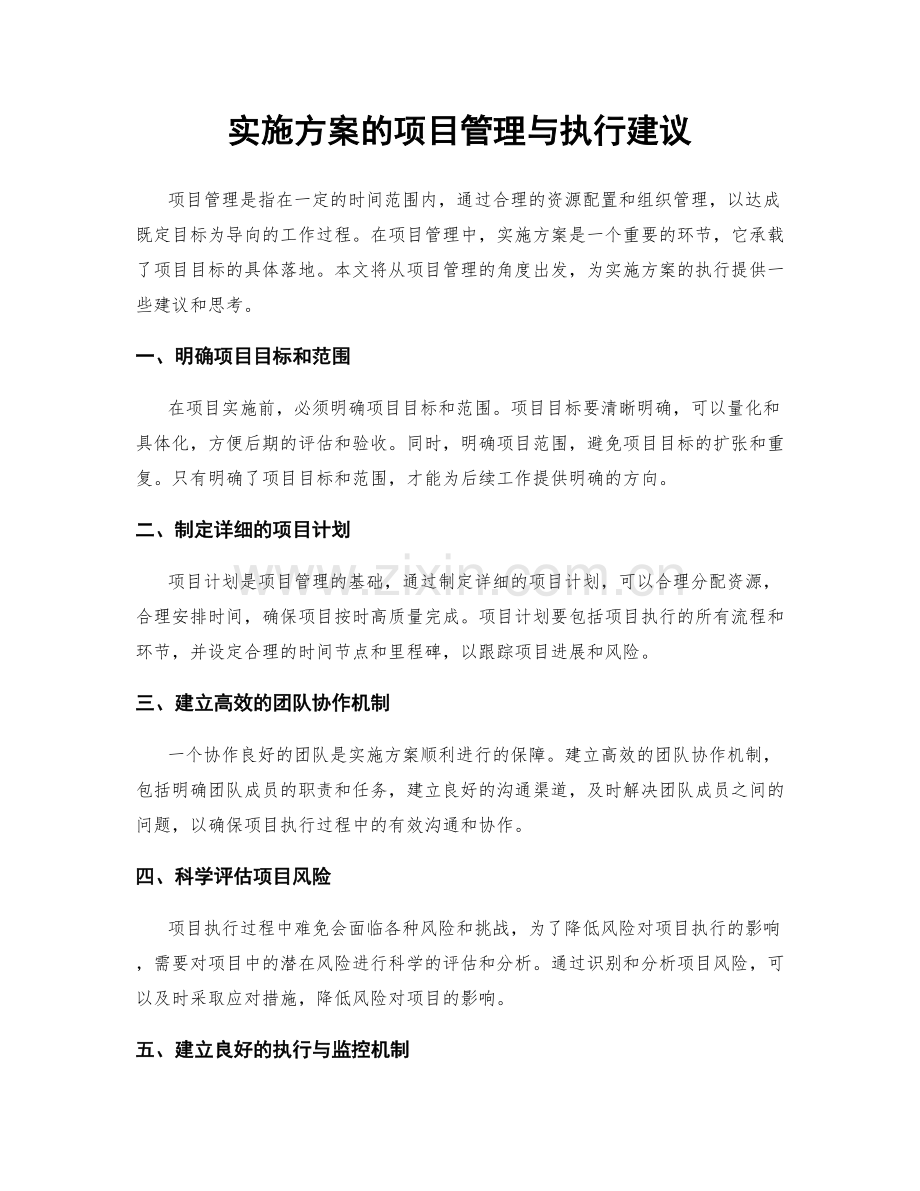 实施方案的项目管理与执行建议.docx_第1页