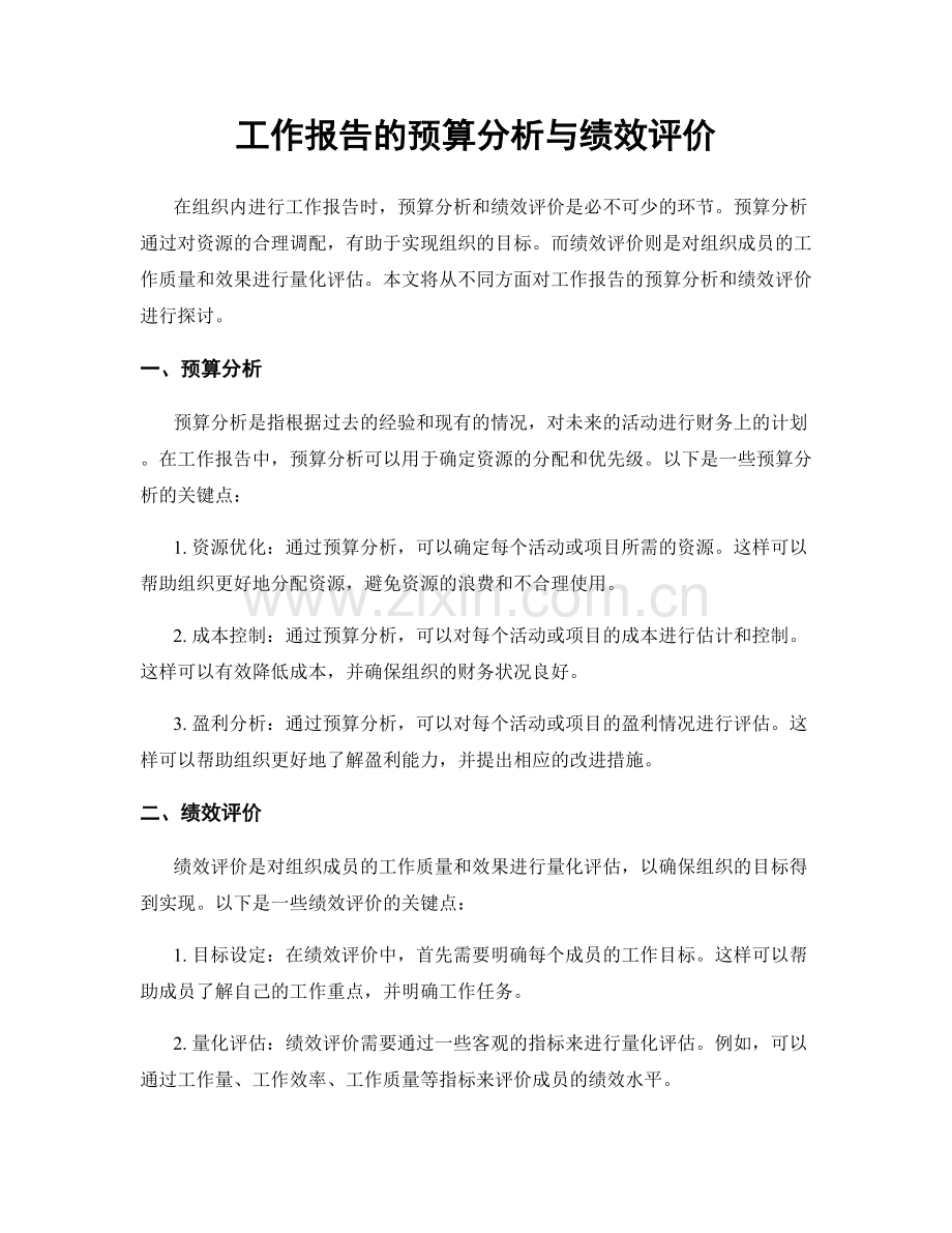 工作报告的预算分析与绩效评价.docx_第1页