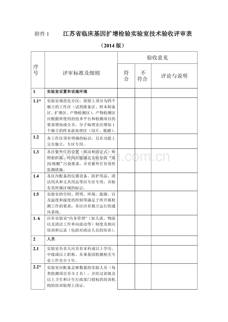 江苏省临床基因扩增检验实验室技术验收评审表.doc_第3页