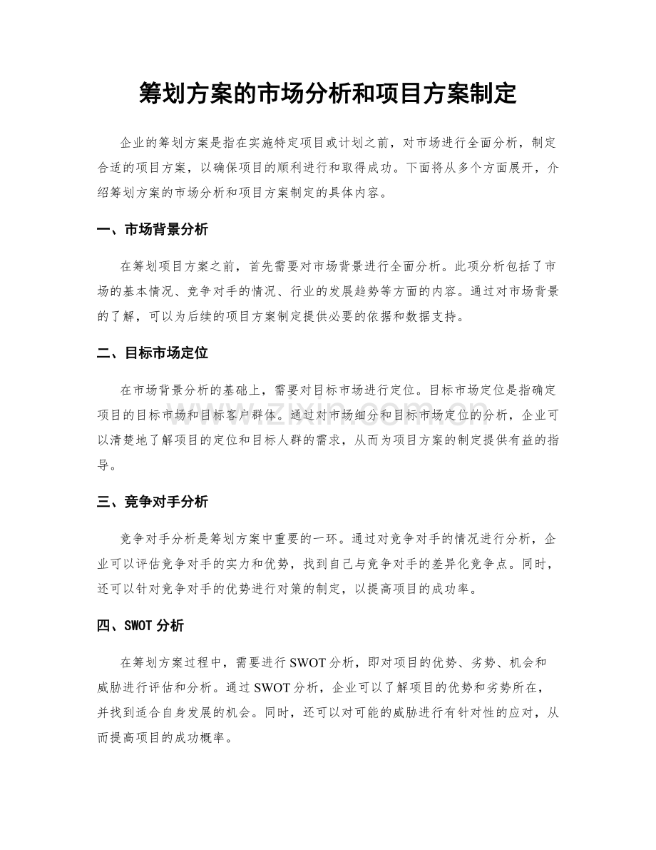 筹划方案的市场分析和项目方案制定.docx_第1页