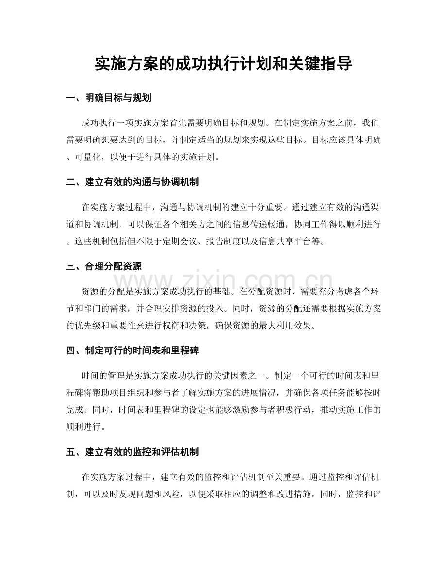 实施方案的成功执行计划和关键指导.docx_第1页