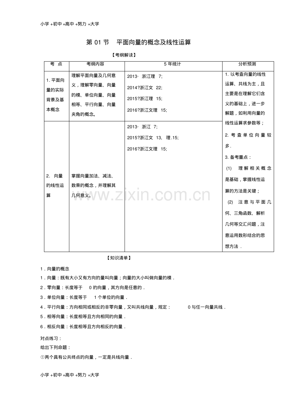 高考数学总复习(讲+练+测)：专题5.1平面向量的概念及线性运算(讲).pdf_第1页