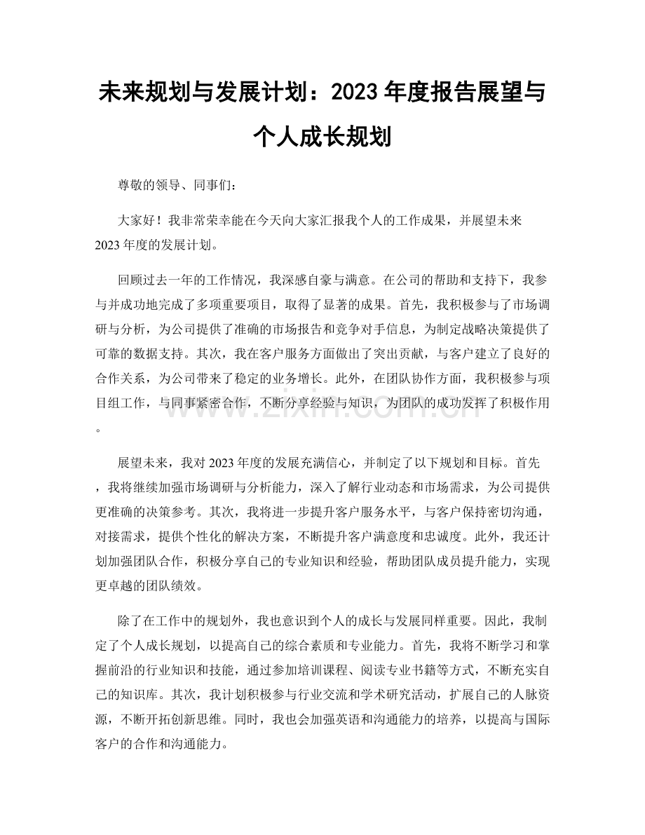 未来规划与发展计划：2023年度报告展望与个人成长规划.docx_第1页