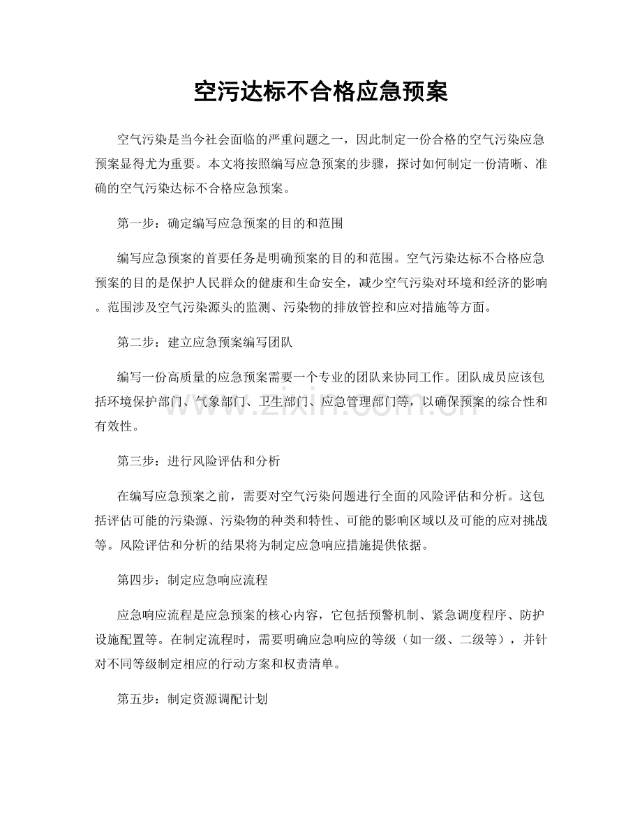 空污达标不合格应急预案.docx_第1页