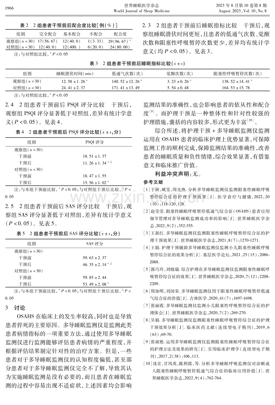 观察护理干预辅助多导睡眠监测仪监测阻塞睡性睡眠呼吸暂停低通气综合征的效果.pdf_第3页