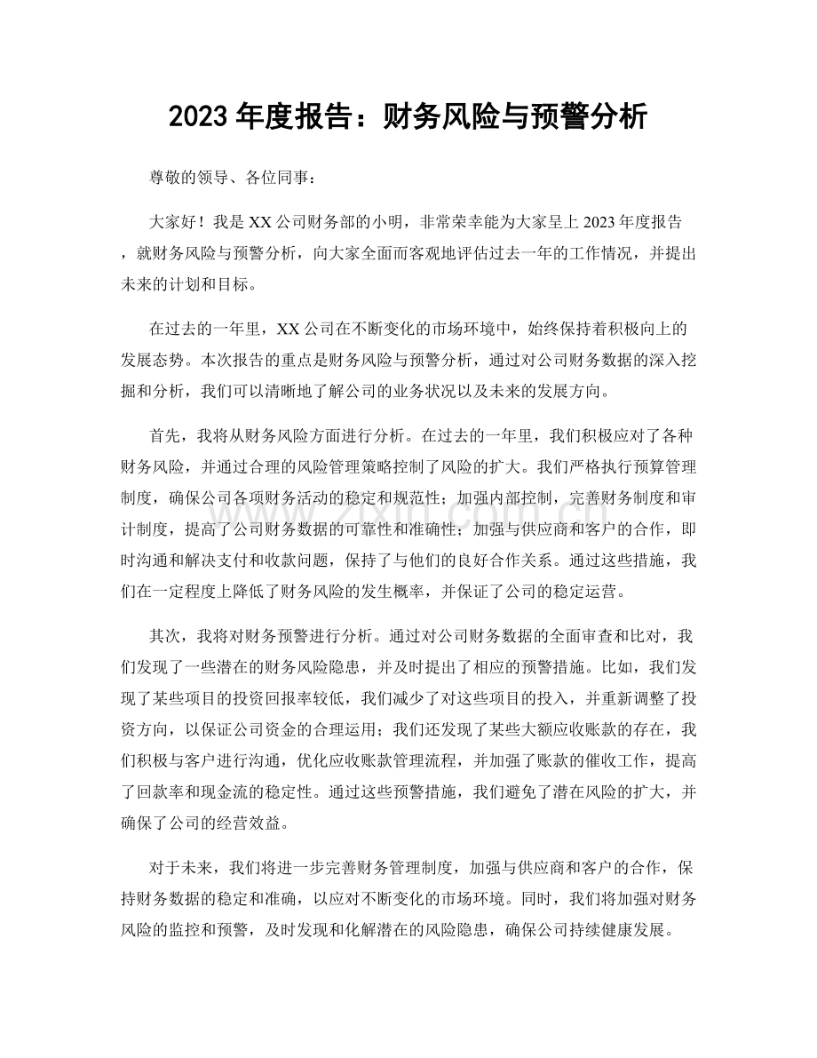 2023年度报告：财务风险与预警分析.docx_第1页