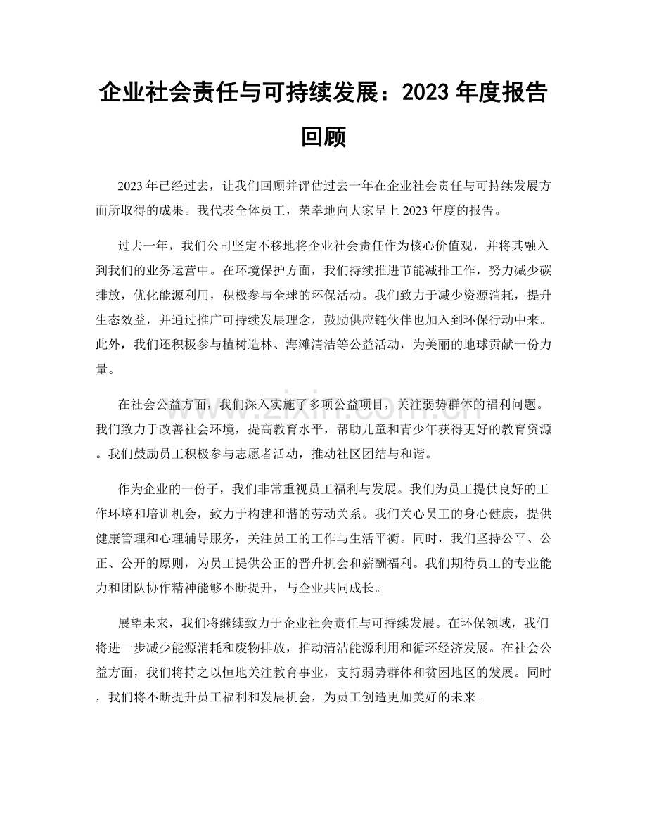 企业社会责任与可持续发展：2023年度报告回顾.docx_第1页