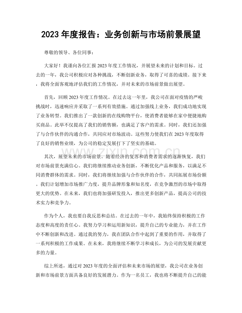 2023年度报告：业务创新与市场前景展望.docx_第1页