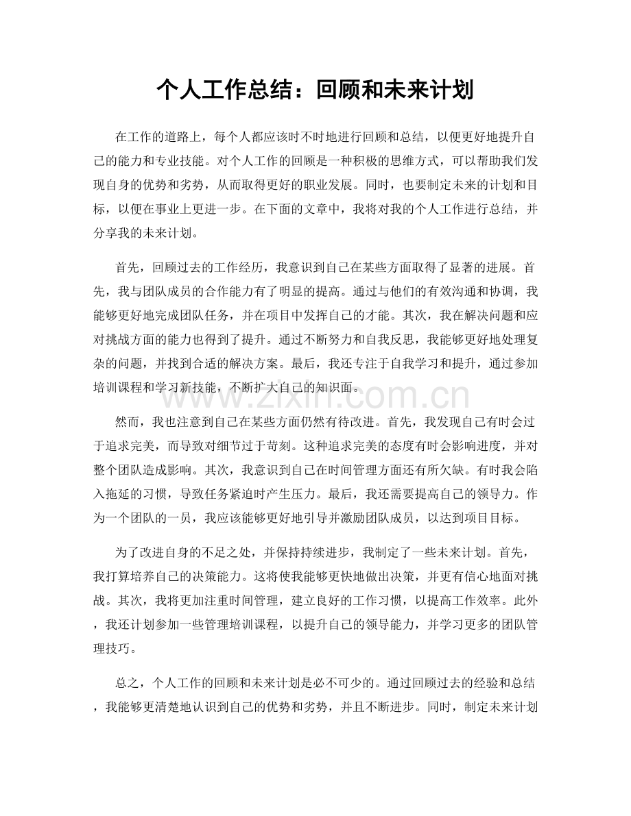 个人工作总结：回顾和未来计划.docx_第1页