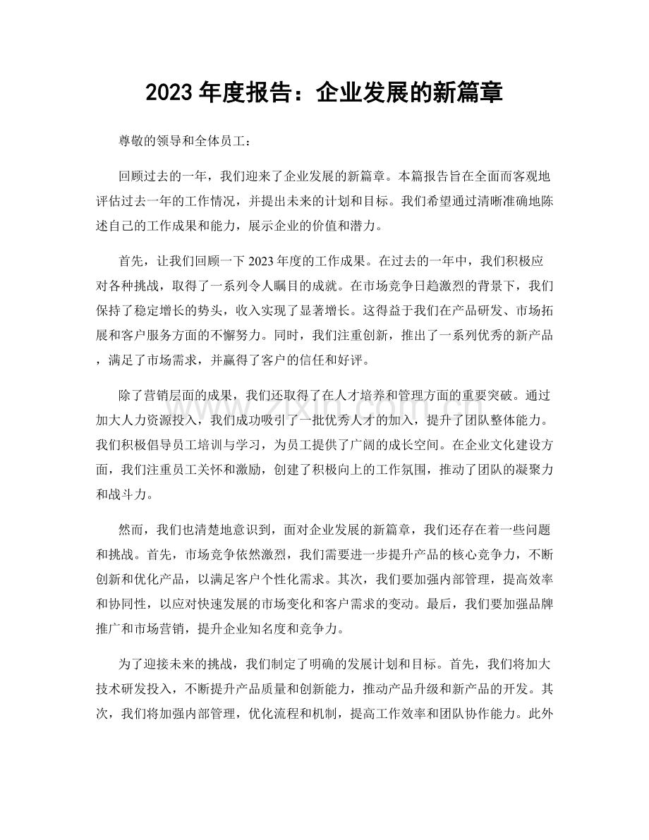 2023年度报告：企业发展的新篇章.docx_第1页