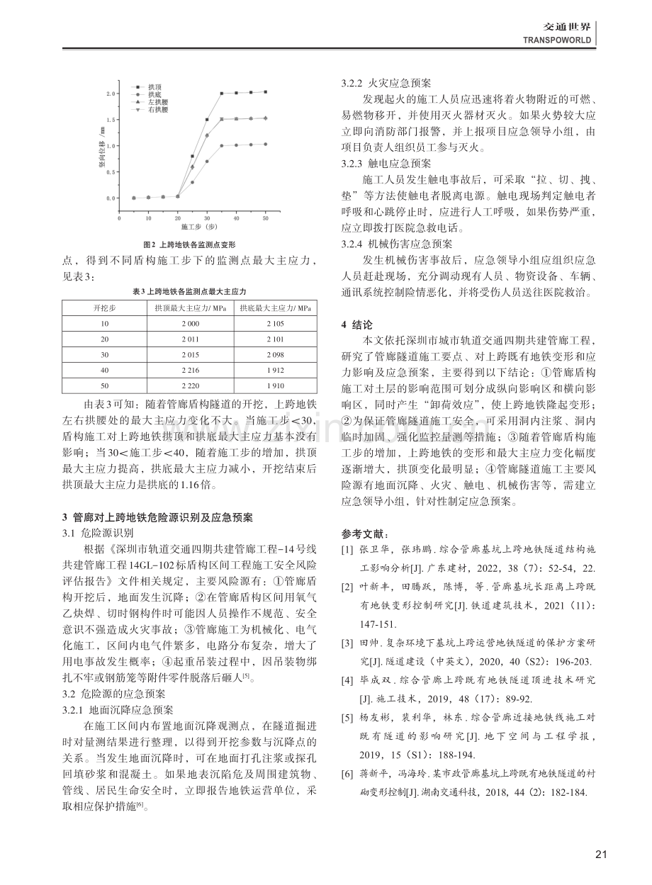 管廊隧道上跨地铁施工技术要点及应急预案研究.pdf_第3页