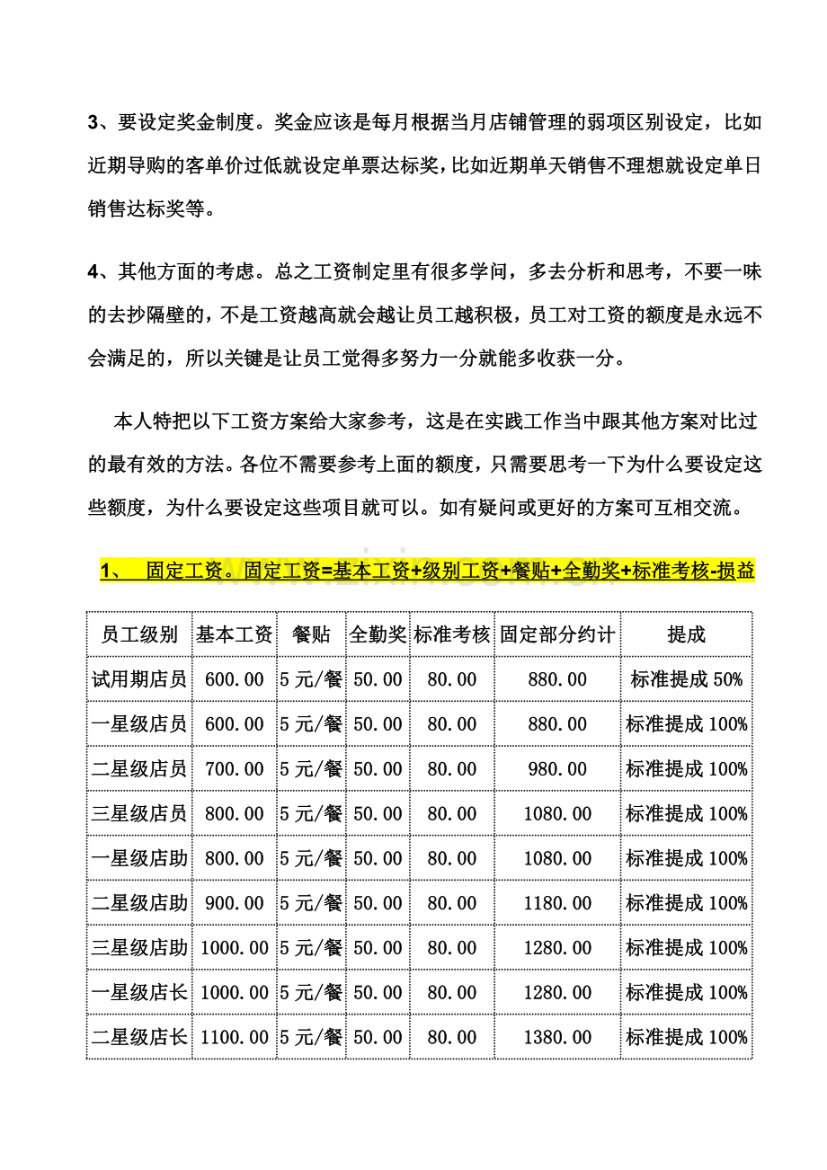 店铺员工工资管理制度参考方案.doc_第2页