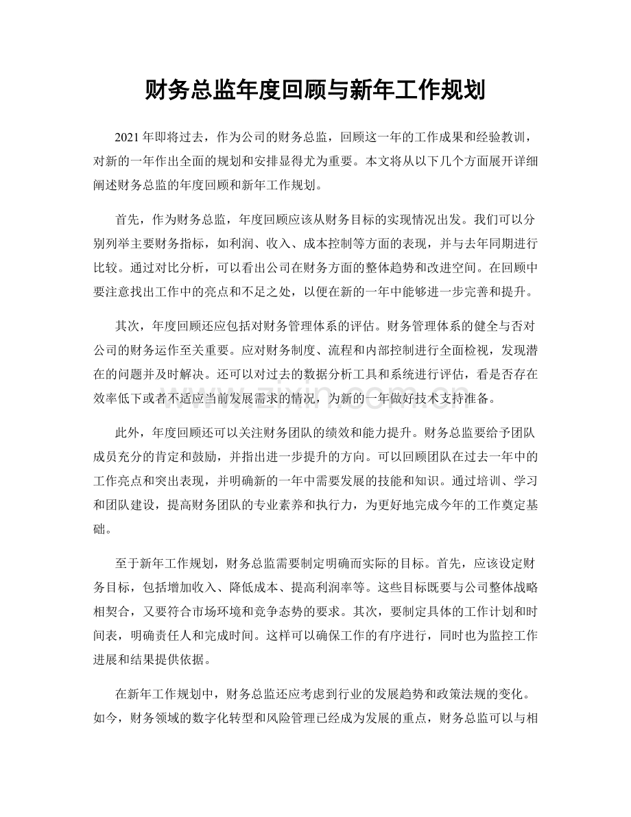 财务总监年度回顾与新年工作规划.docx_第1页