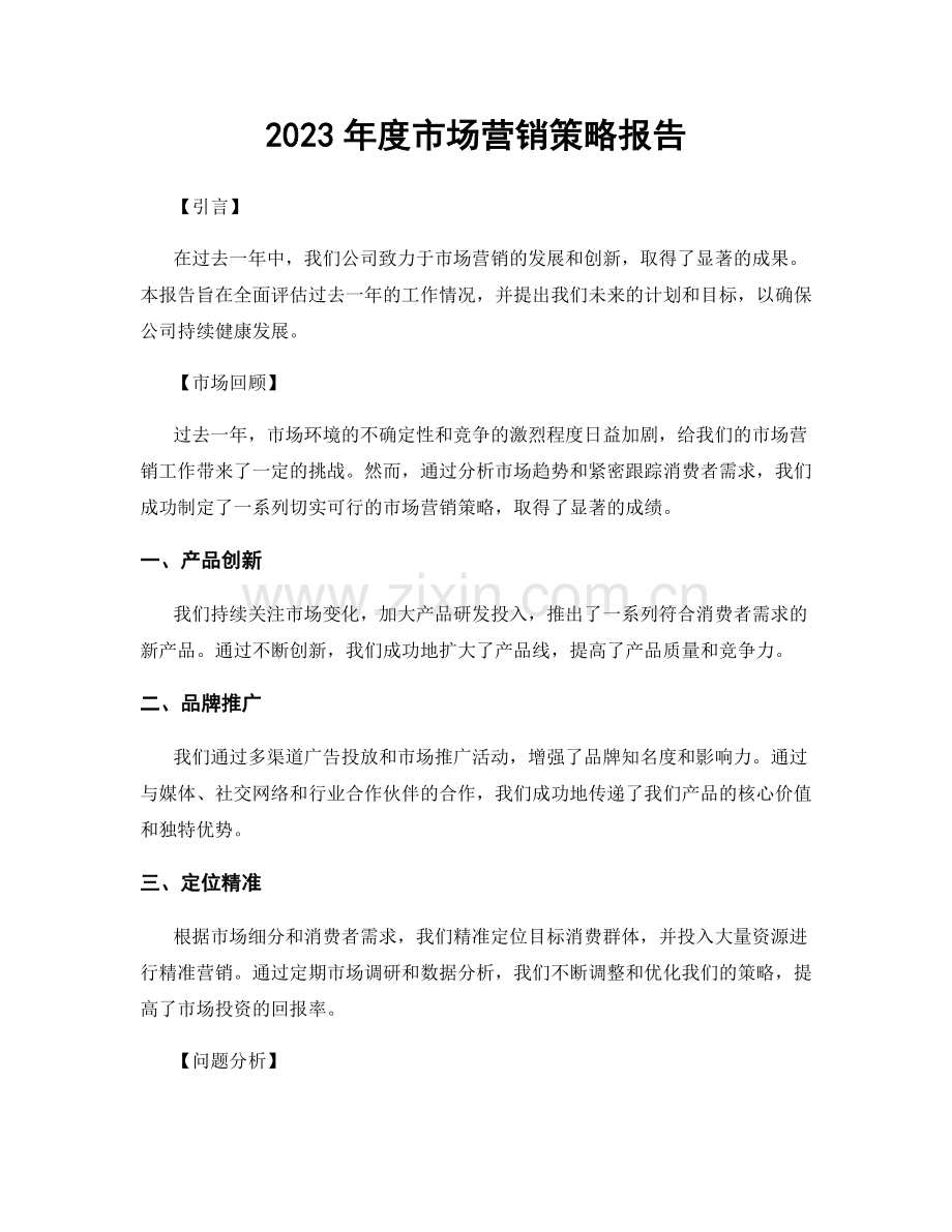 2023年度市场营销策略报告.docx_第1页