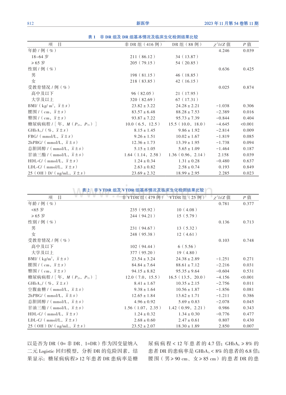 广州市华农社区2型糖尿病患者视网膜病变患病情况及危险因素分析.pdf_第3页