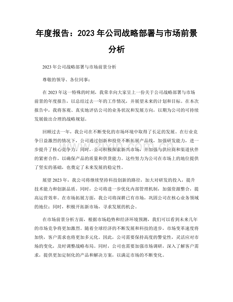 年度报告：2023年公司战略部署与市场前景分析.docx_第1页