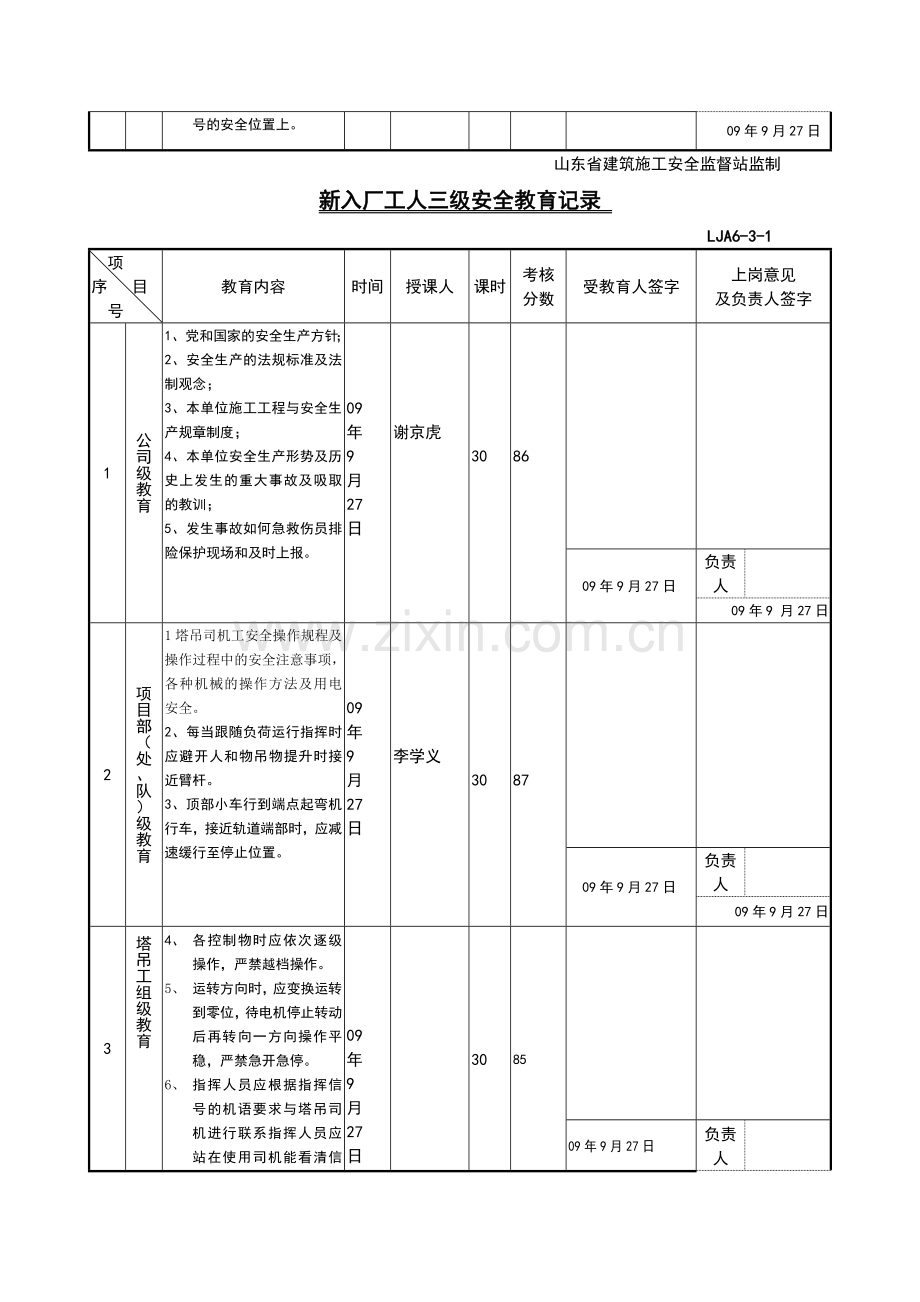 新入厂工人三级安全教育记录塔吊..doc_第2页