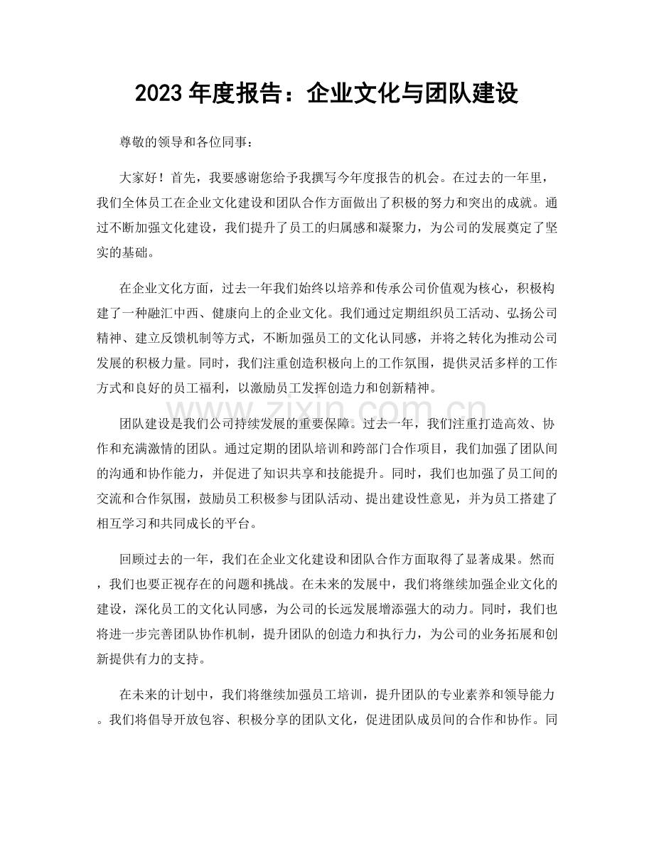 2023年度报告：企业文化与团队建设.docx_第1页