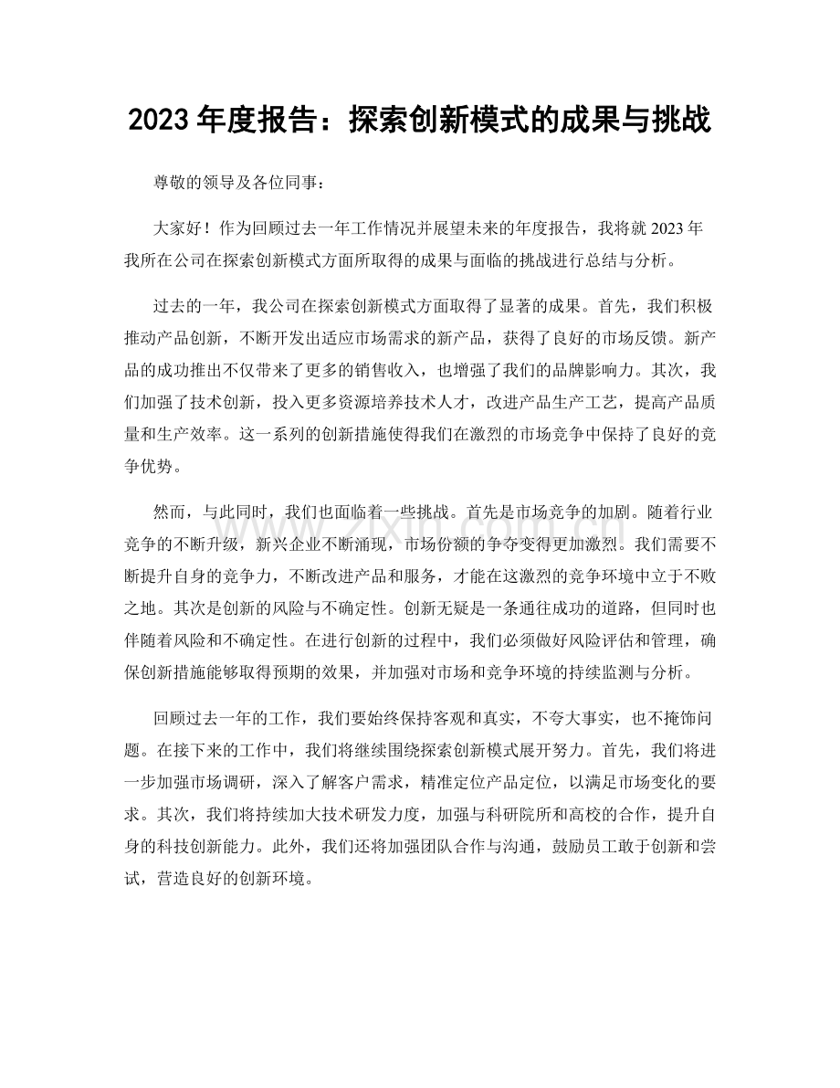 2023年度报告：探索创新模式的成果与挑战.docx_第1页