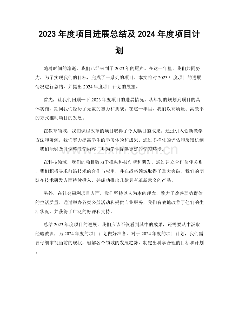 2023年度项目进展总结及2024年度项目计划.docx_第1页