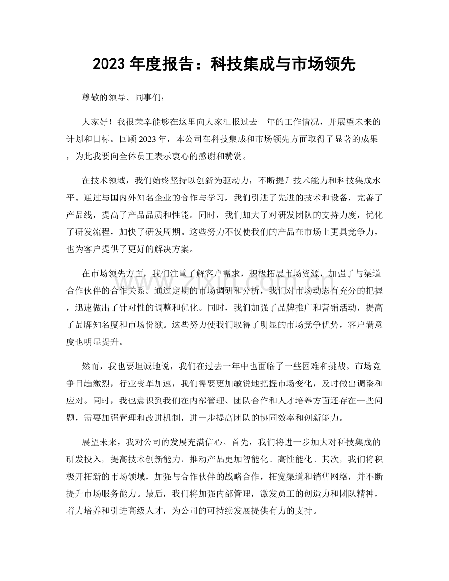 2023年度报告：科技集成与市场领先.docx_第1页