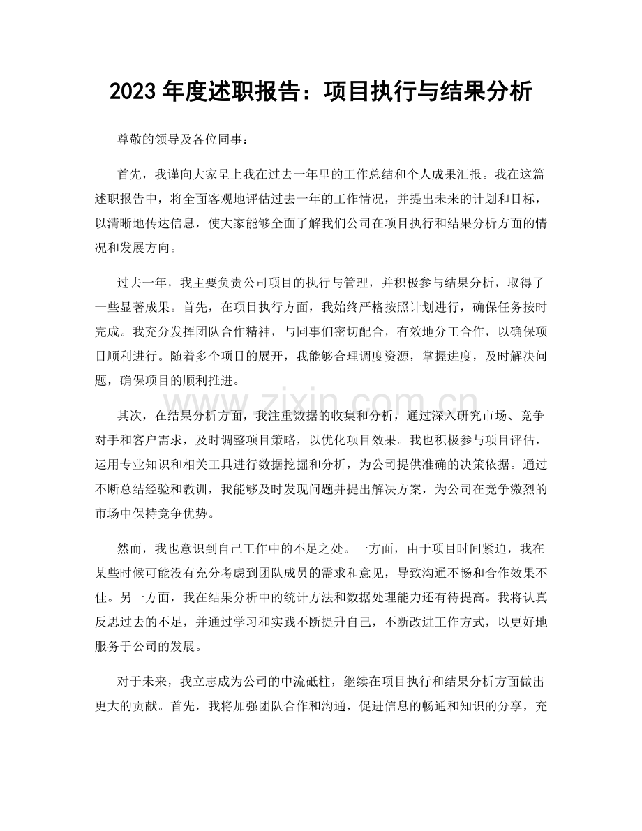 2023年度述职报告：项目执行与结果分析.docx_第1页