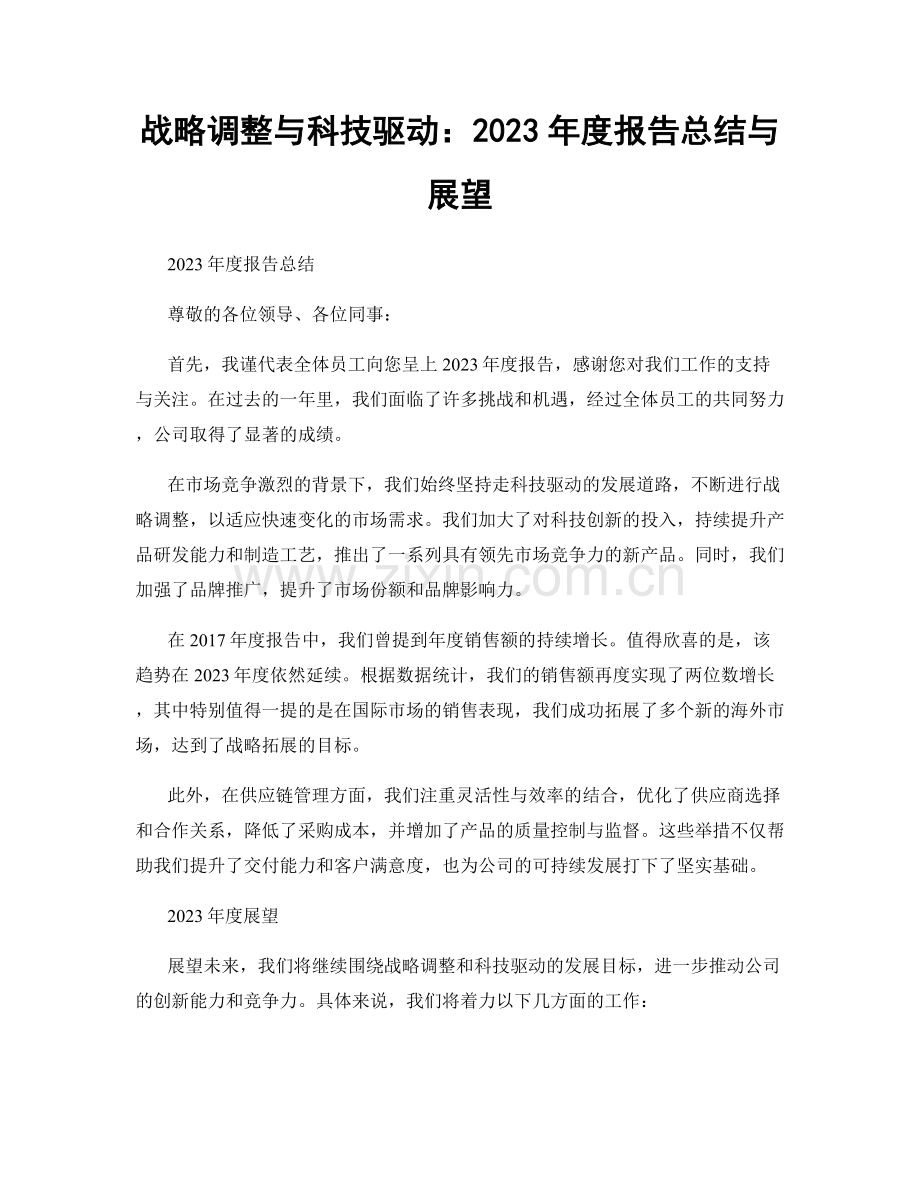 战略调整与科技驱动：2023年度报告总结与展望.docx_第1页