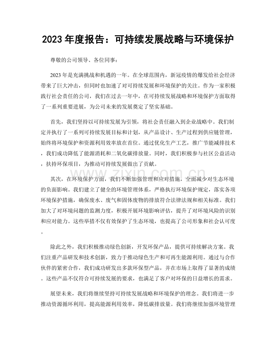 2023年度报告：可持续发展战略与环境保护.docx_第1页