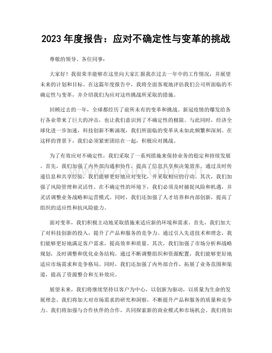 2023年度报告：应对不确定性与变革的挑战.docx_第1页